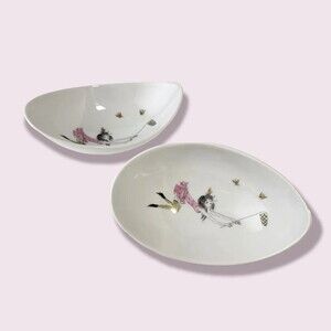 VTG Set of 2 Trinket Dishes Edelstein Bavaria MCM 1960s Handpainted Mia Lederer